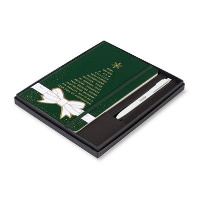 Moleskine® Hard Cover Holiday Notebook and GO Pen Gift Set - Myrtle Green